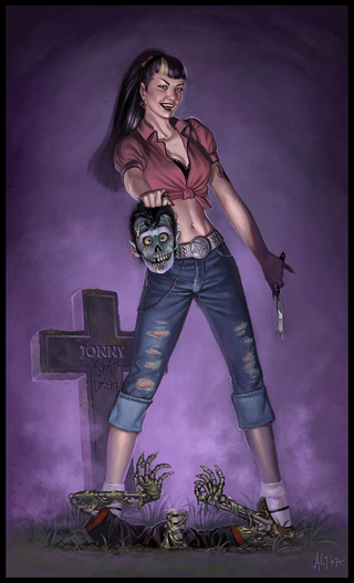 Illustration for article titled Pinup art that kicks you in the teeth
